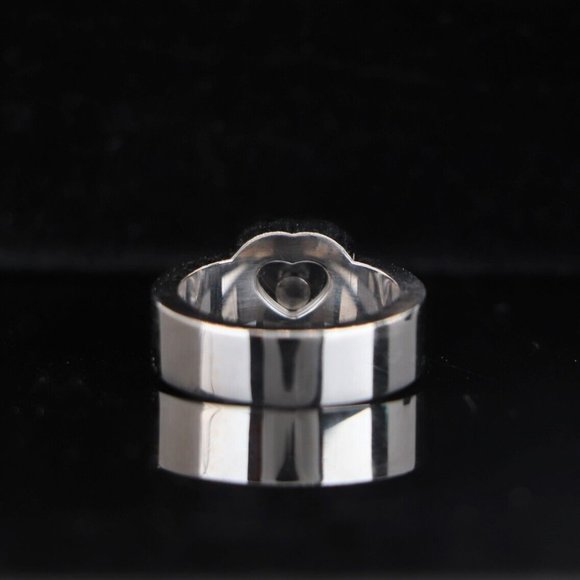 20156 Chopard 18K White Gold Floating Happy Diamond Heart Shape Band Ring 6 - Picture 4 of 5